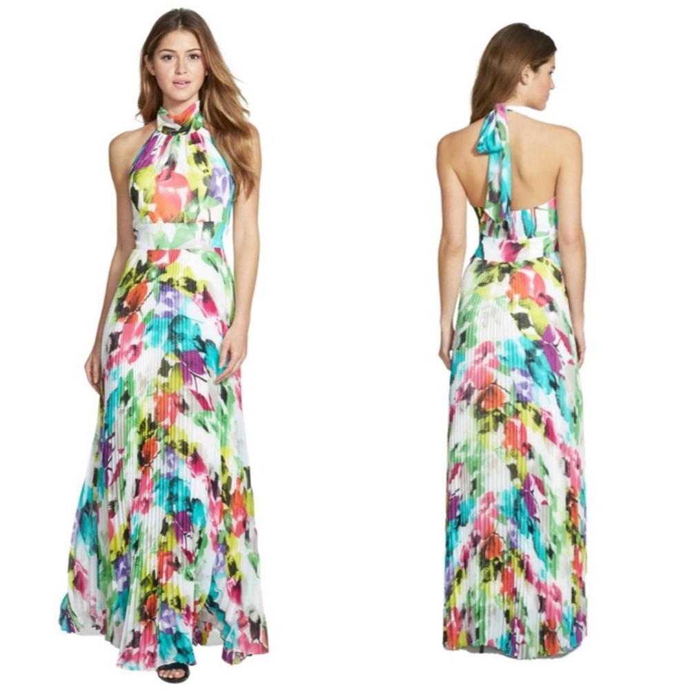 Eliza J Floral Print Halter Maxi Dress Size 2